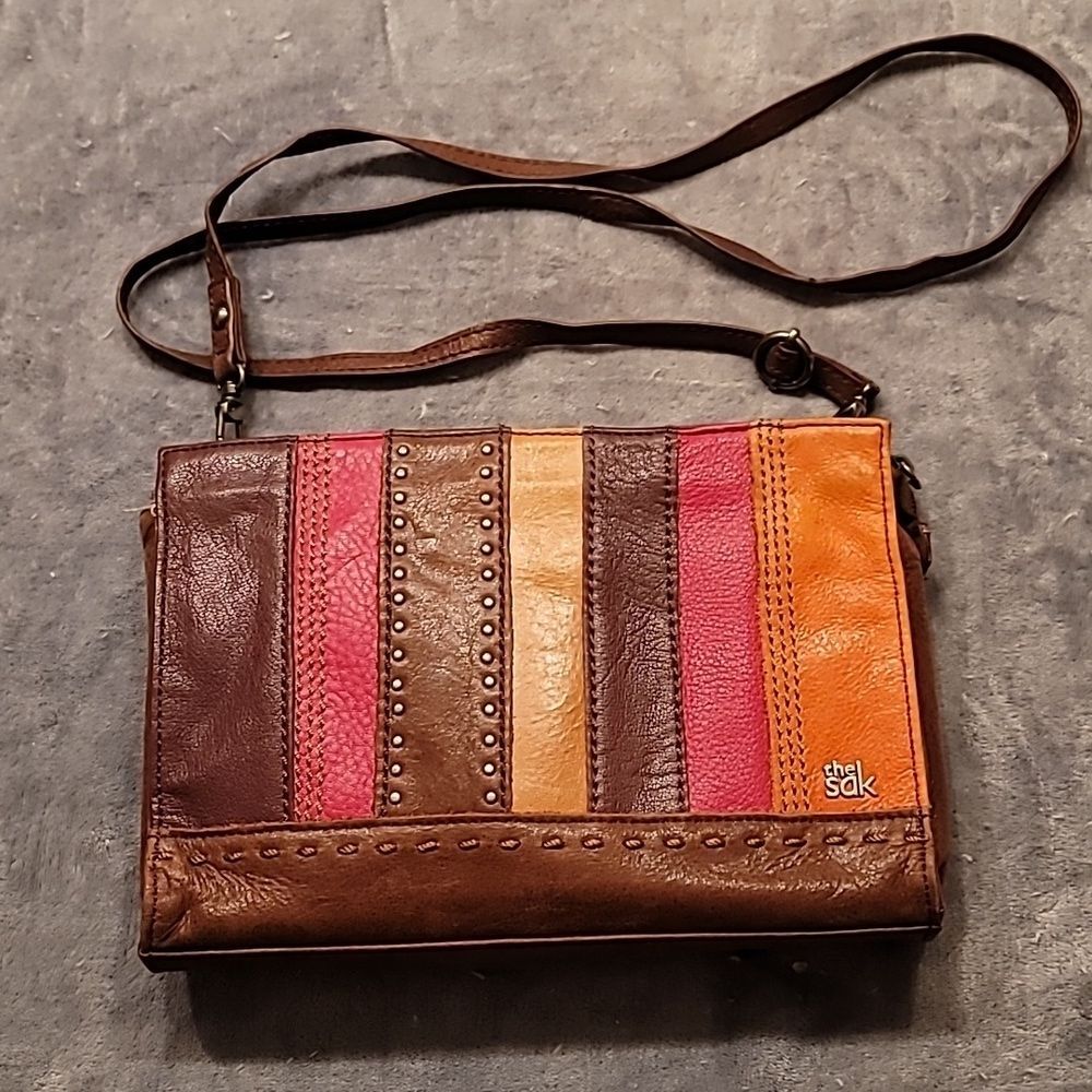 0462. EUC ~ THE SAK Iris Multi-Colored Leather 3-way Demi Clutch Crossbody ~ 💜